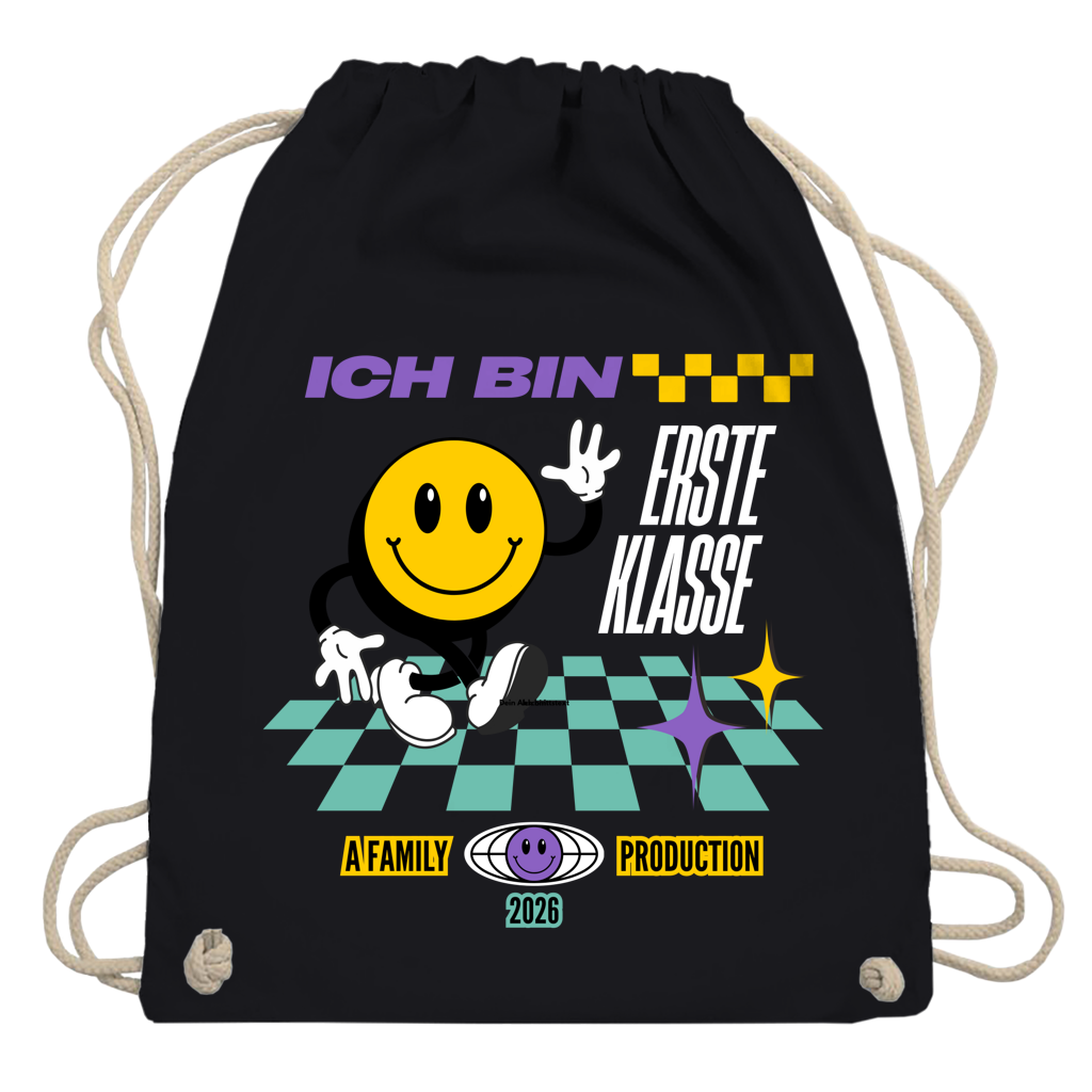 Turnbeutel Ich bin Erste Klasse dunkler HG