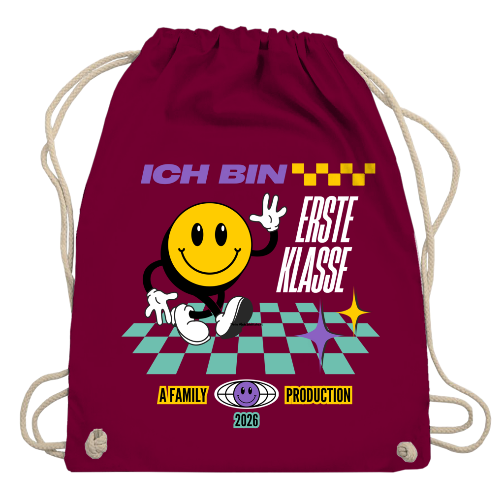 Turnbeutel Ich bin Erste Klasse dunkler HG