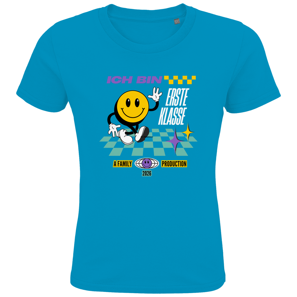 Schulkind T-Shirt "Rennstreifen" Ich bin Erste Klasse dunkler HG