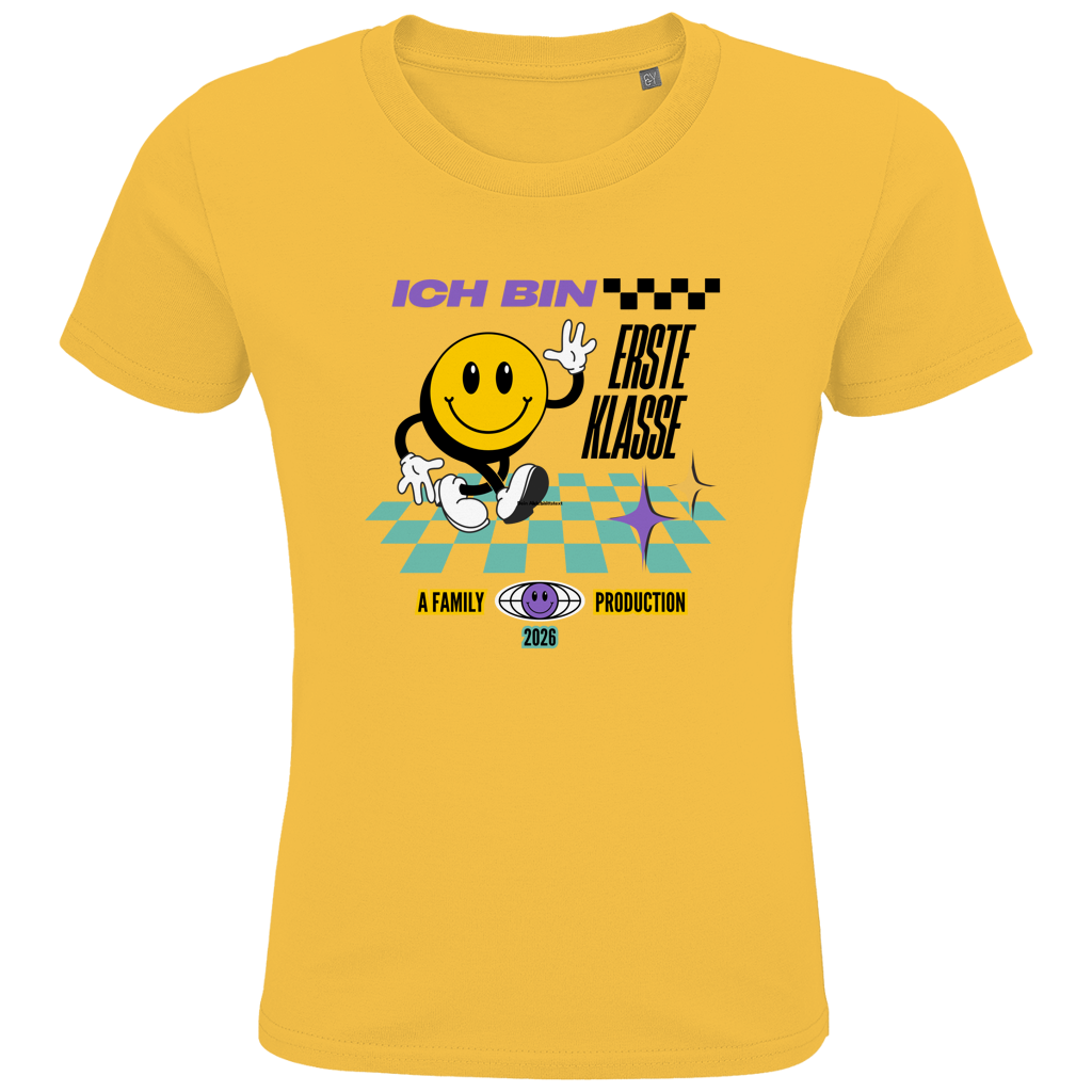 Schulkind T-Shirt "Rennstreifen" Ich bin Erste Klasse dunkler HG