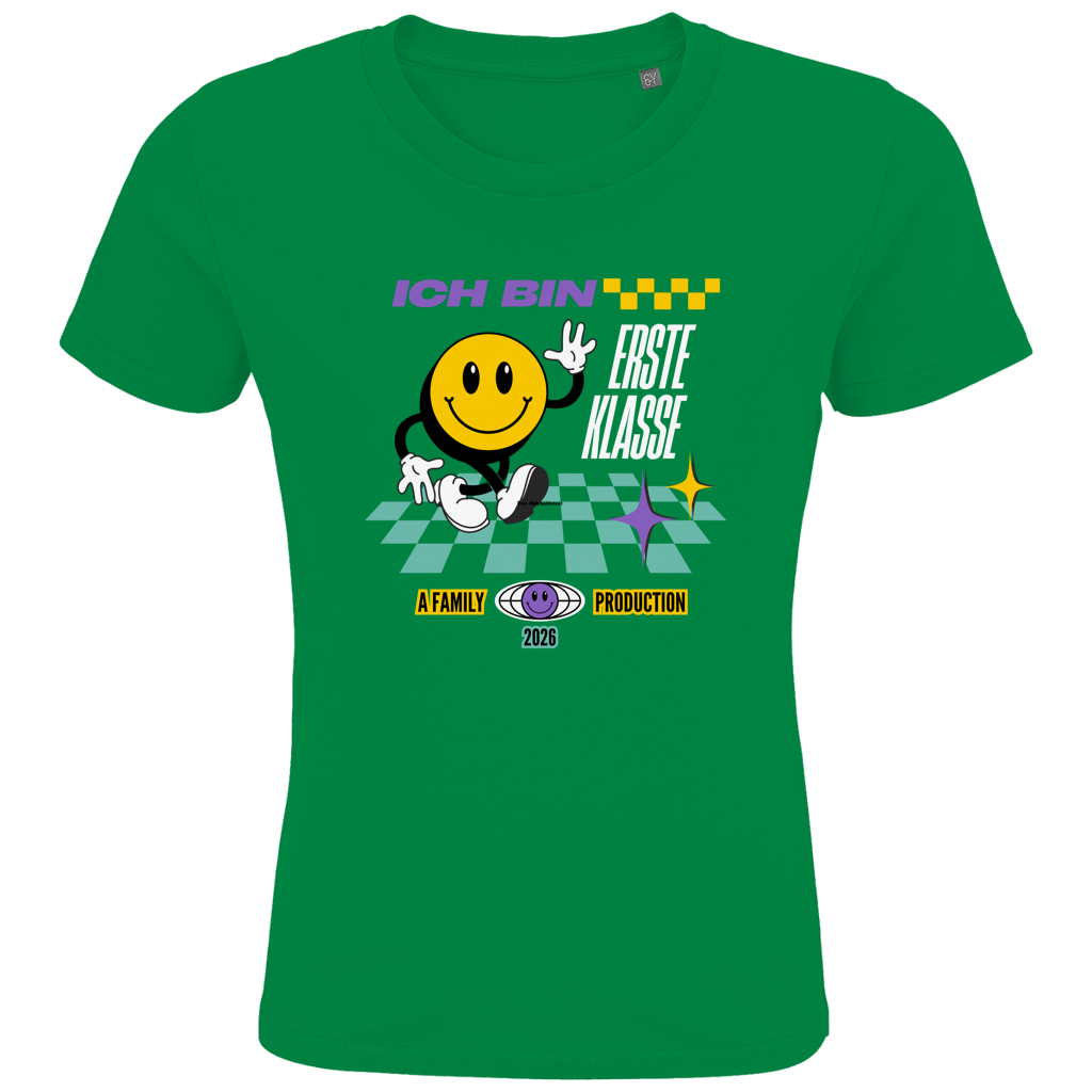 Schulkind T-Shirt "Rennstreifen" Ich bin Erste Klasse dunkler HG