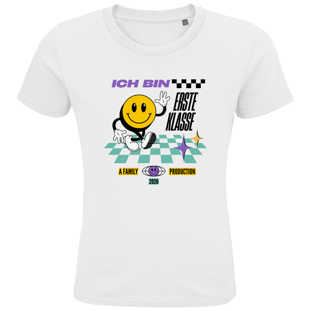 Schulkind T-Shirt "Rennstreifen" Ich bin Erste Klasse dunkler HG