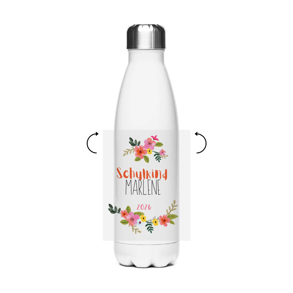 Isoflasche "Blumenkranz"  – Robuste Edelstahl-Thermosflasche (500 ml)