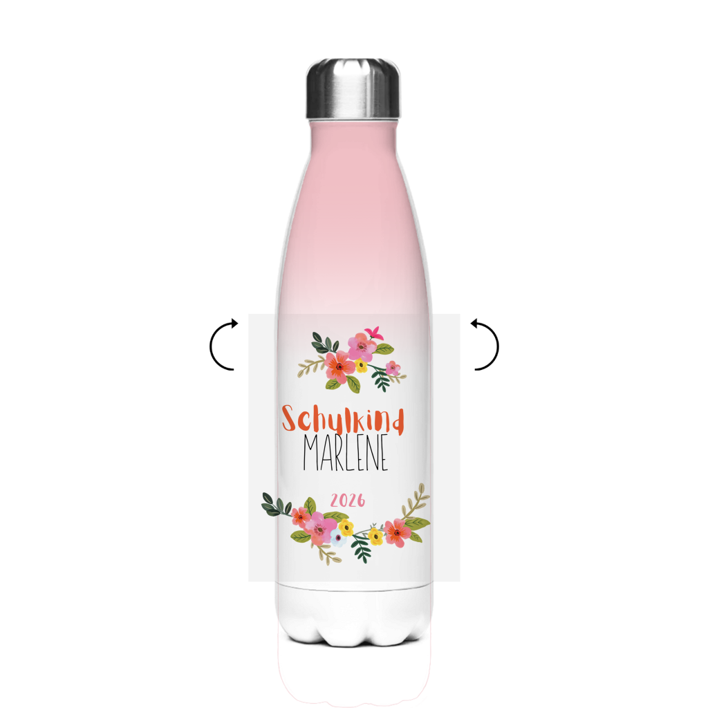 Isoflasche "Blumenkranz"  – Robuste Edelstahl-Thermosflasche (500 ml)