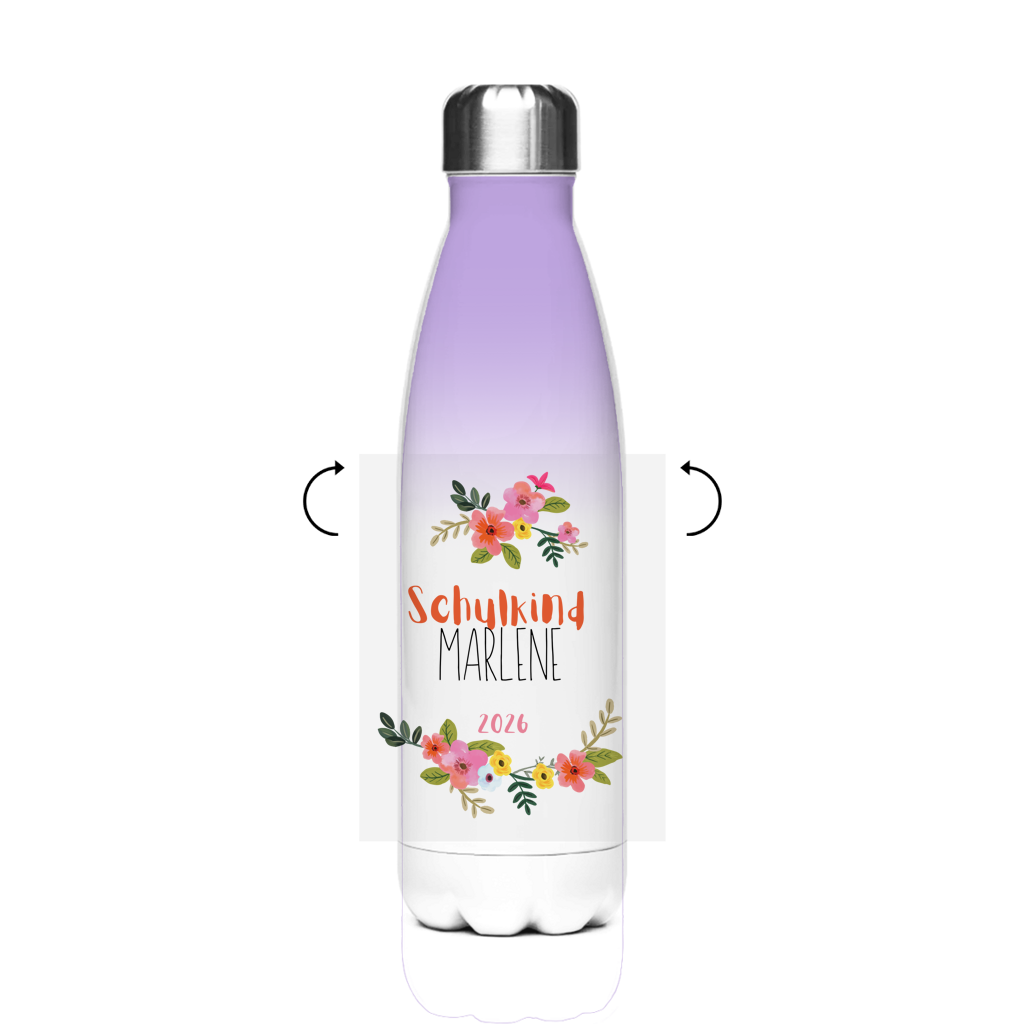 Isoflasche "Blumenkranz"  – Robuste Edelstahl-Thermosflasche (500 ml)