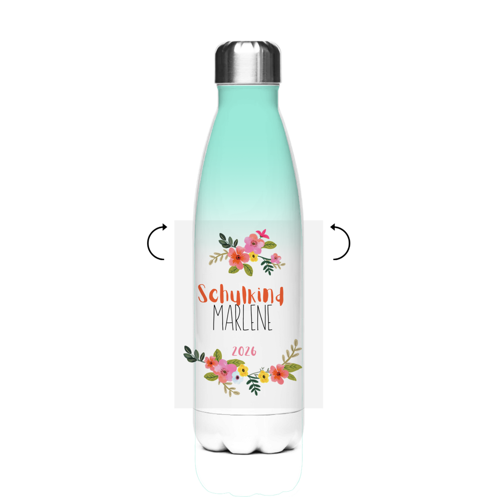 Isoflasche "Blumenkranz"  – Robuste Edelstahl-Thermosflasche (500 ml)
