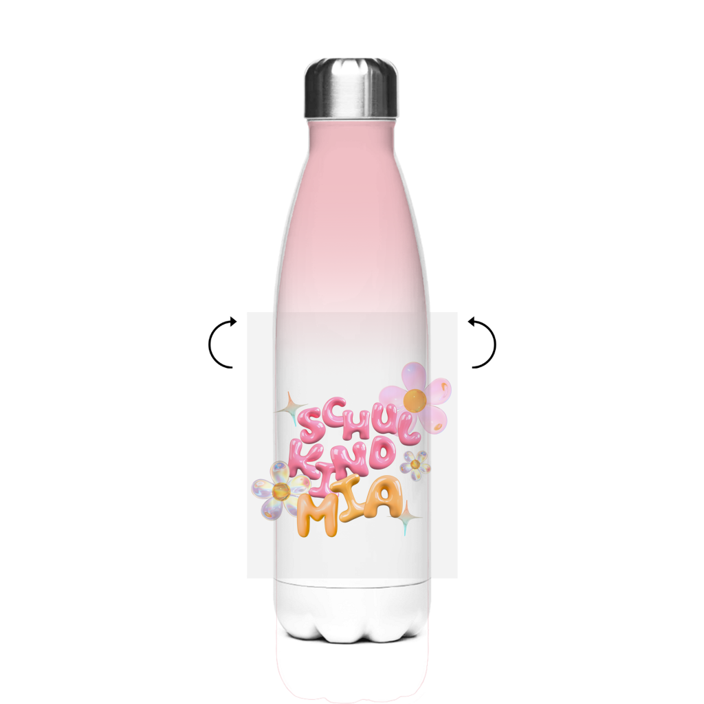 Isoflasche "Glas Design Blumen"  – Robuste Edelstahl-Thermosflasche (500 ml)