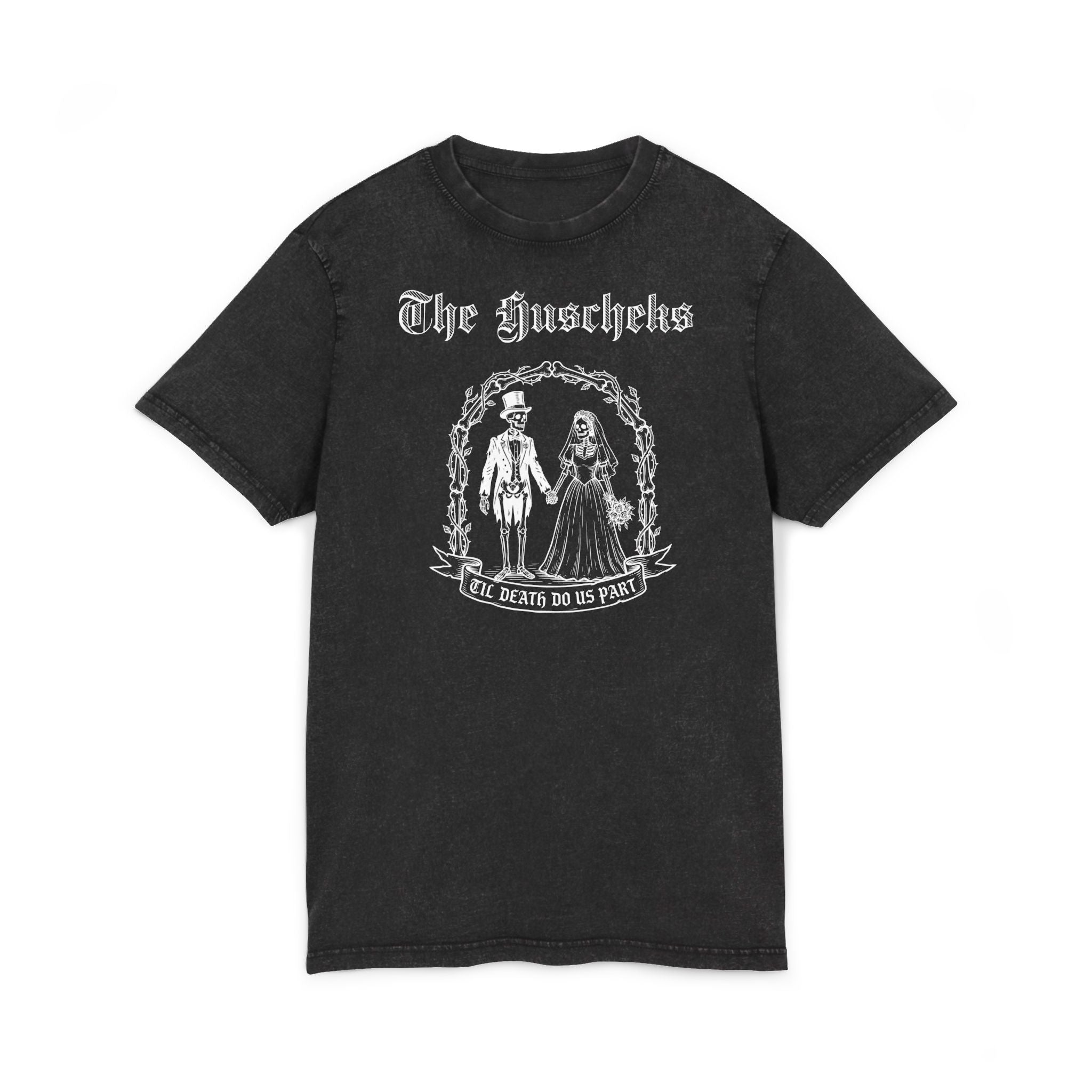 "Skelett Paar" personalisiert mit Wunschnamen Band Shirt im Vintage Look