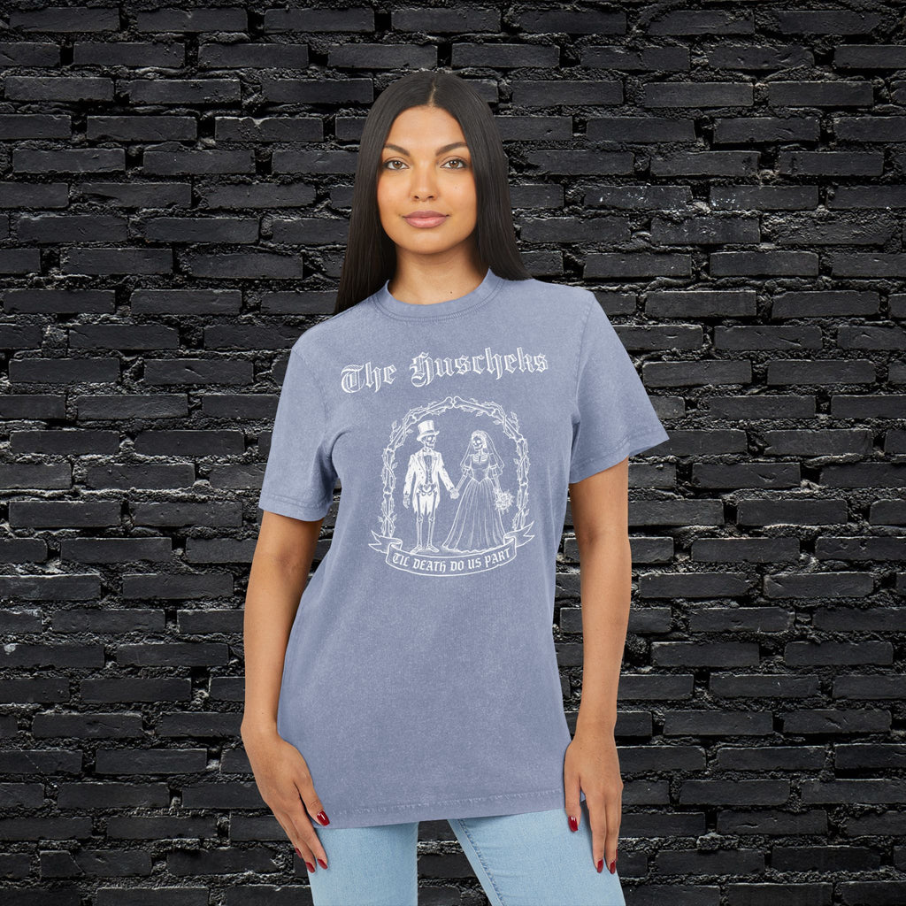 "Skelett Paar" personalisiert mit Wunschnamen Band Shirt im Vintage Look