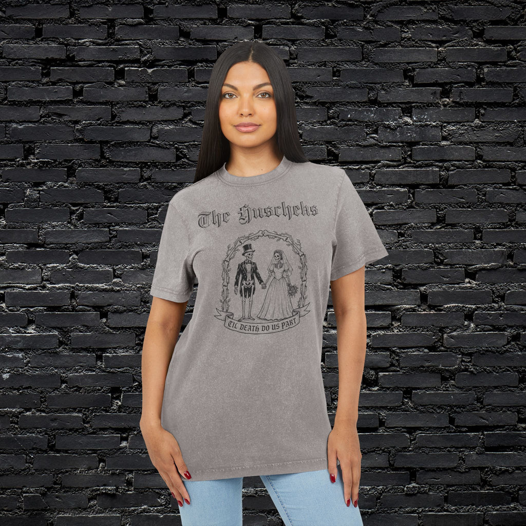 "Skelett Paar" personalisiert mit Wunschnamen Band Shirt im Vintage Look