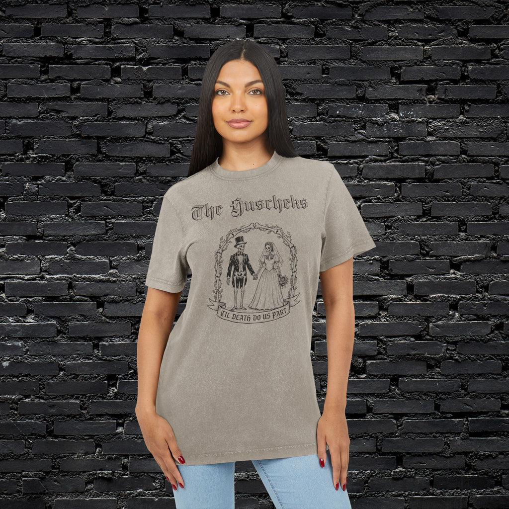 "Skelett Paar" personalisiert mit Wunschnamen Band Shirt im Vintage Look
