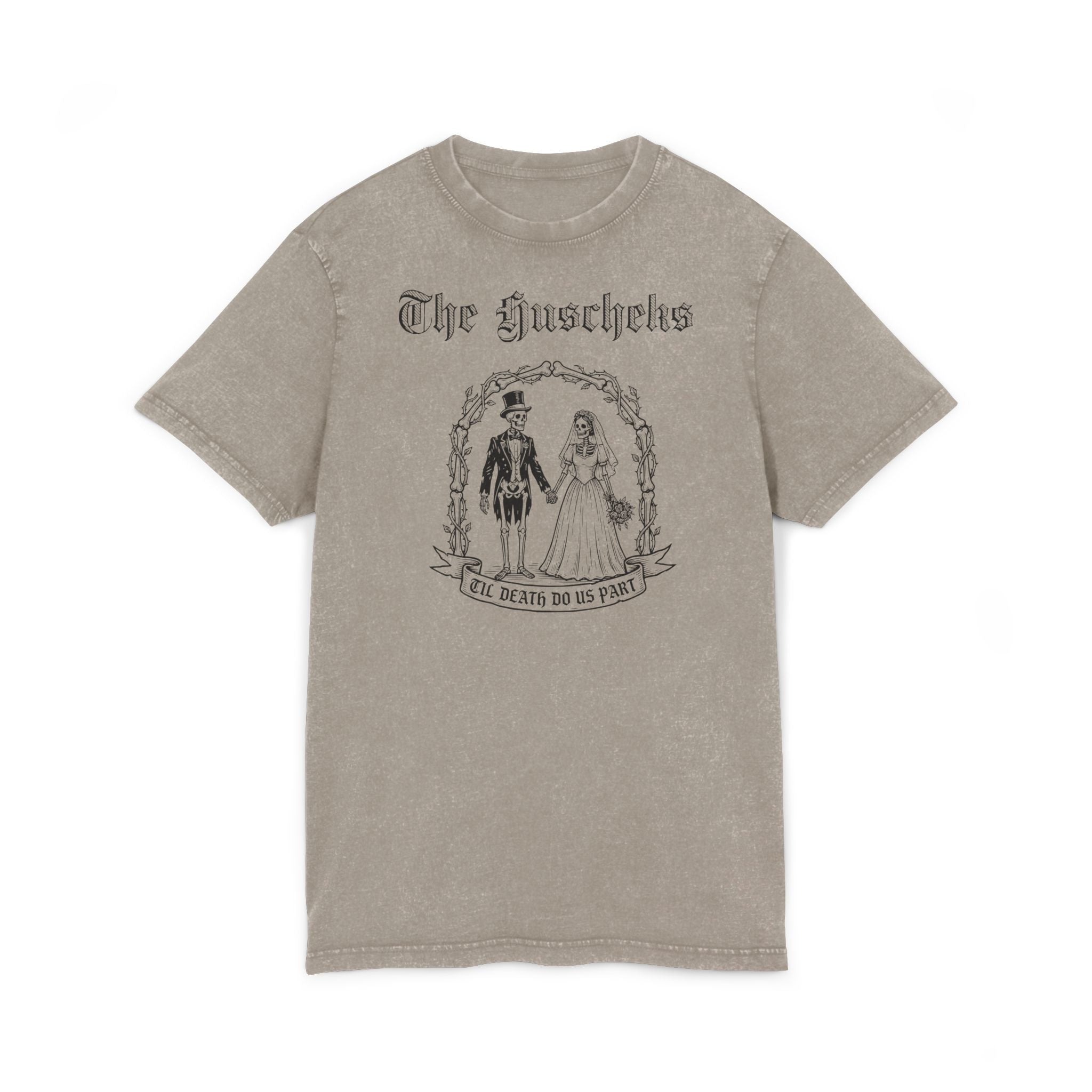 "Skelett Paar" personalisiert mit Wunschnamen Band Shirt im Vintage Look
