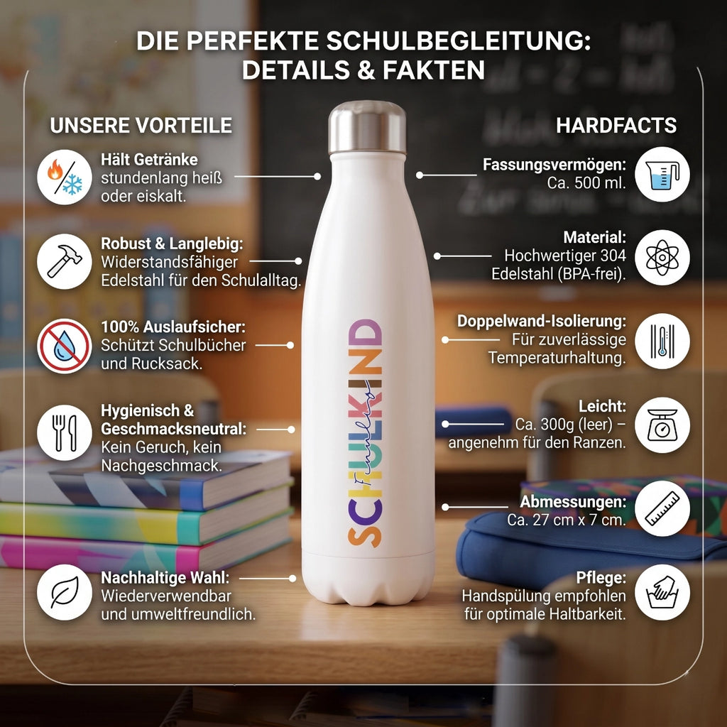 Isoflasche  "Ich bin Erste Klasse"  – Robuste Edelstahl-Thermosflasche (500 ml)